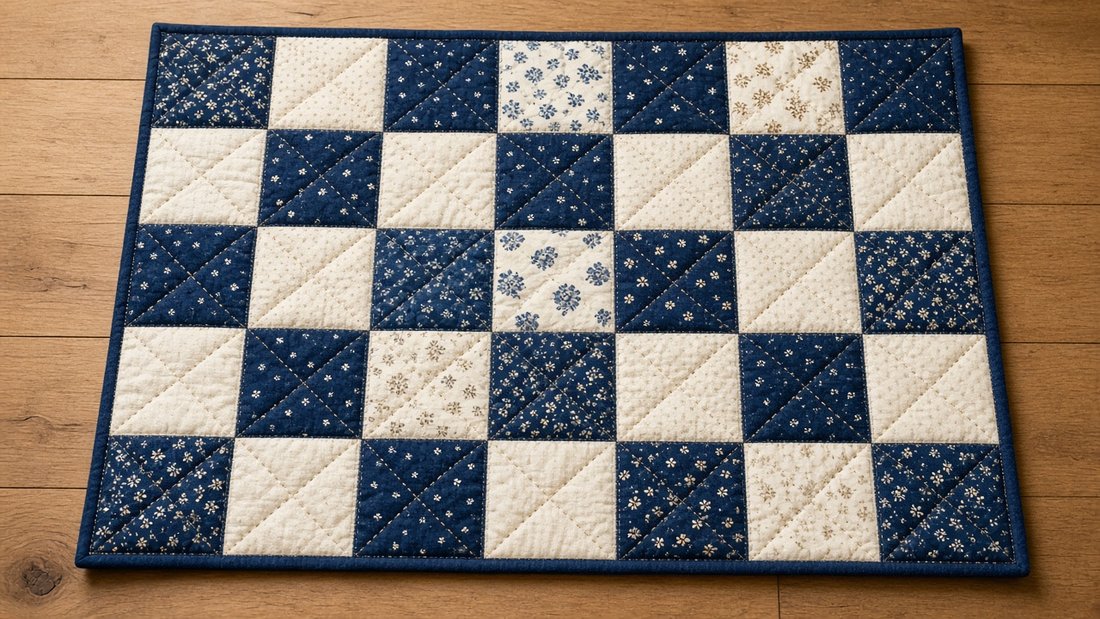 Navy and cream patchwork