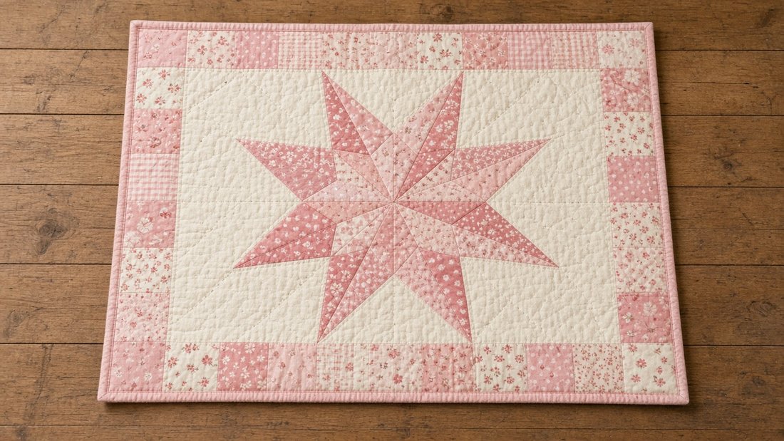 Soft pink star quilt