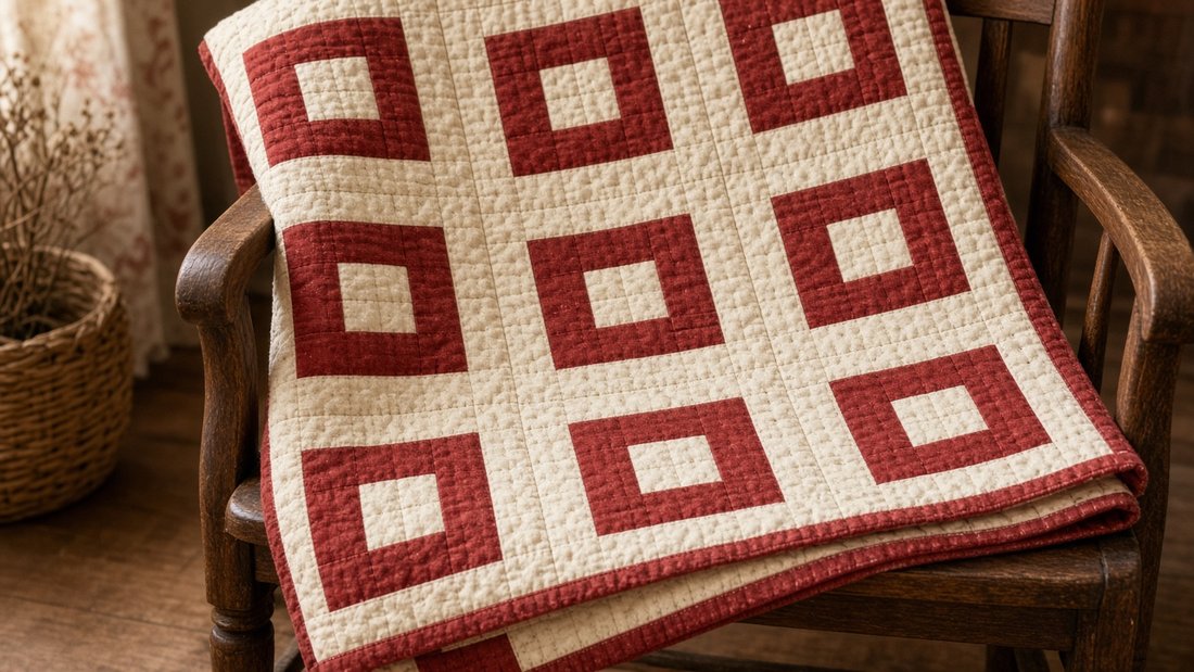 Red and cream log cabin