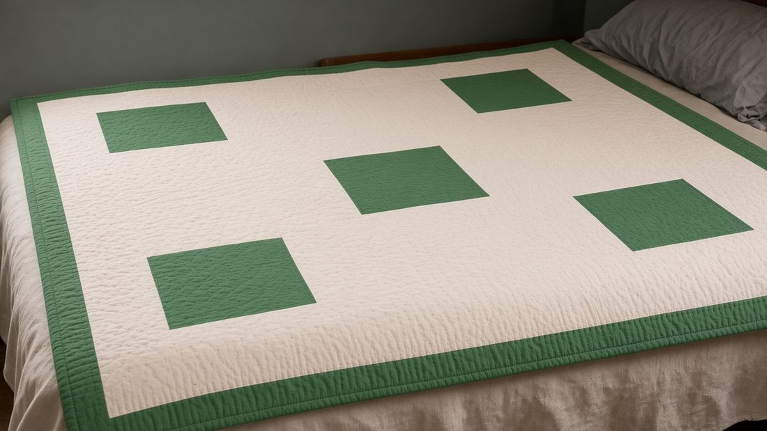 Simple white and green quilt